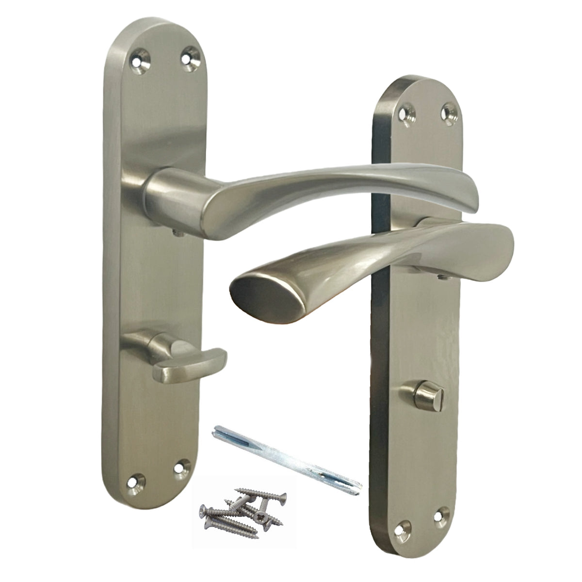 Marketplace JPG companion for Monja Astrid Door Handles Arched Lever Satin Bathroom Lock