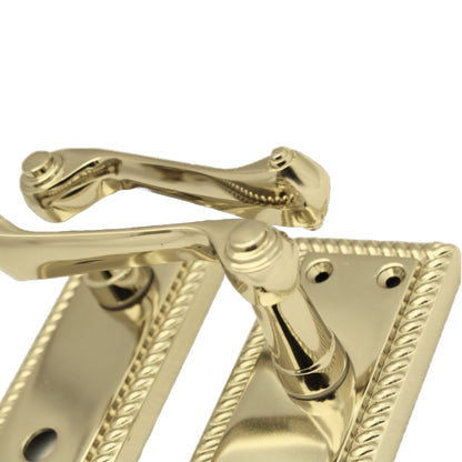 Marketplace JPG companion for Georgian Brass Bathroom Door Handle WC Toilet Handles with Lock - 150mm X 48mm