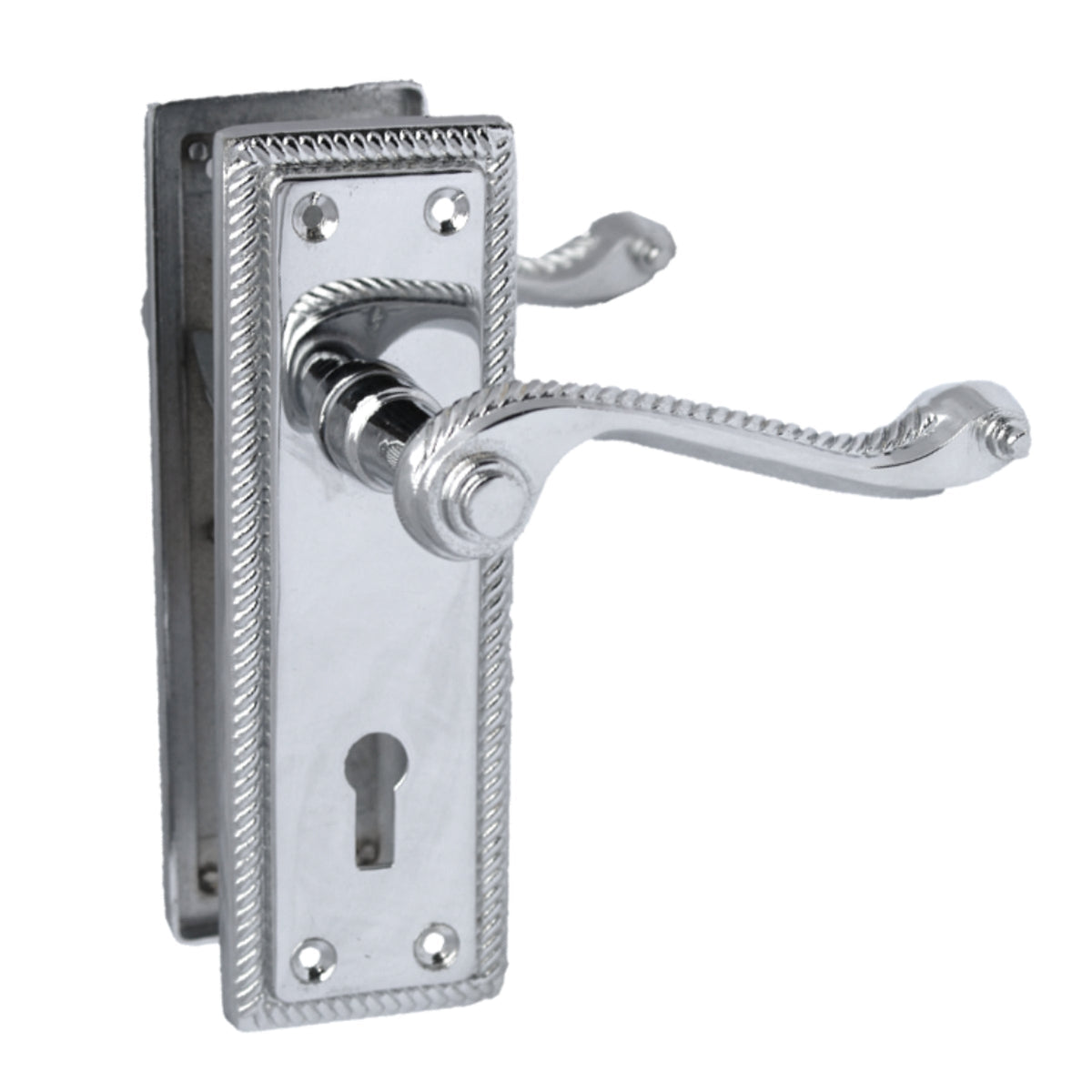 Marketplace JPG companion for Georgian Roped Door Handle Chrome, Lock Door Handles Lever Lock Set Hinges Pack - 3"