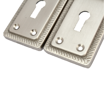 Door Handles Georgian Lever Lock Roped Edge - Satin 150mm x 50mm