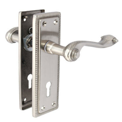 Marketplace JPG companion for Door Handles Georgian Lever Lock Roped Edge - Satin 150mm X 50mm - 150mm X 48mm