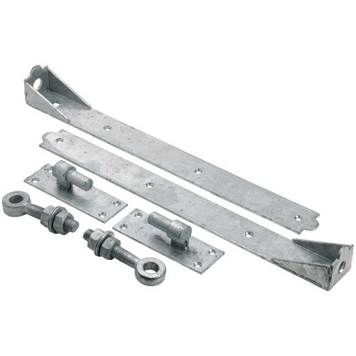 Adjustable Gate Hinges Pair 350mm 14" Galvanised Heavy Duty Hook and Band Stable
