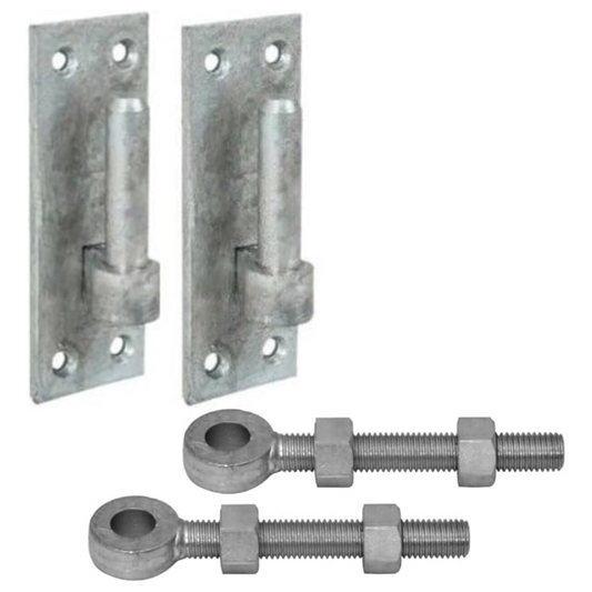 Paire de supports à goupille de 12 mm et 12 boulons à œil réglables de 150 mm galvanisés