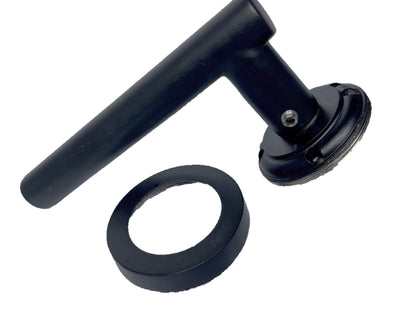 Poignées de porte à levier en T noir mat sur rosace ronde, pack de poignées modernes
