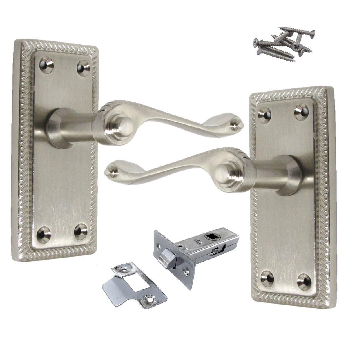 Georgian Handle Latch Door Handles Satin Latch Pack