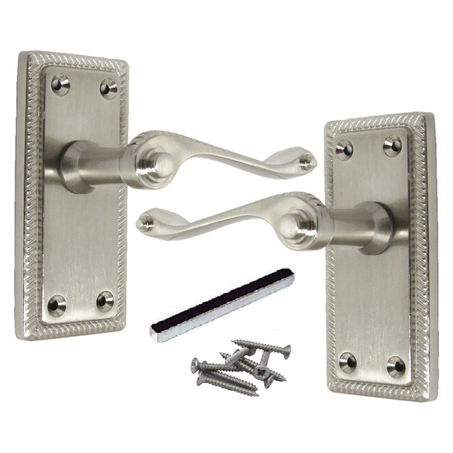 Marketplace JPG companion for Multipack Door Handles Georgian Lever Latch Roped Edge Satin 1/4/6 Pairs - 8mm