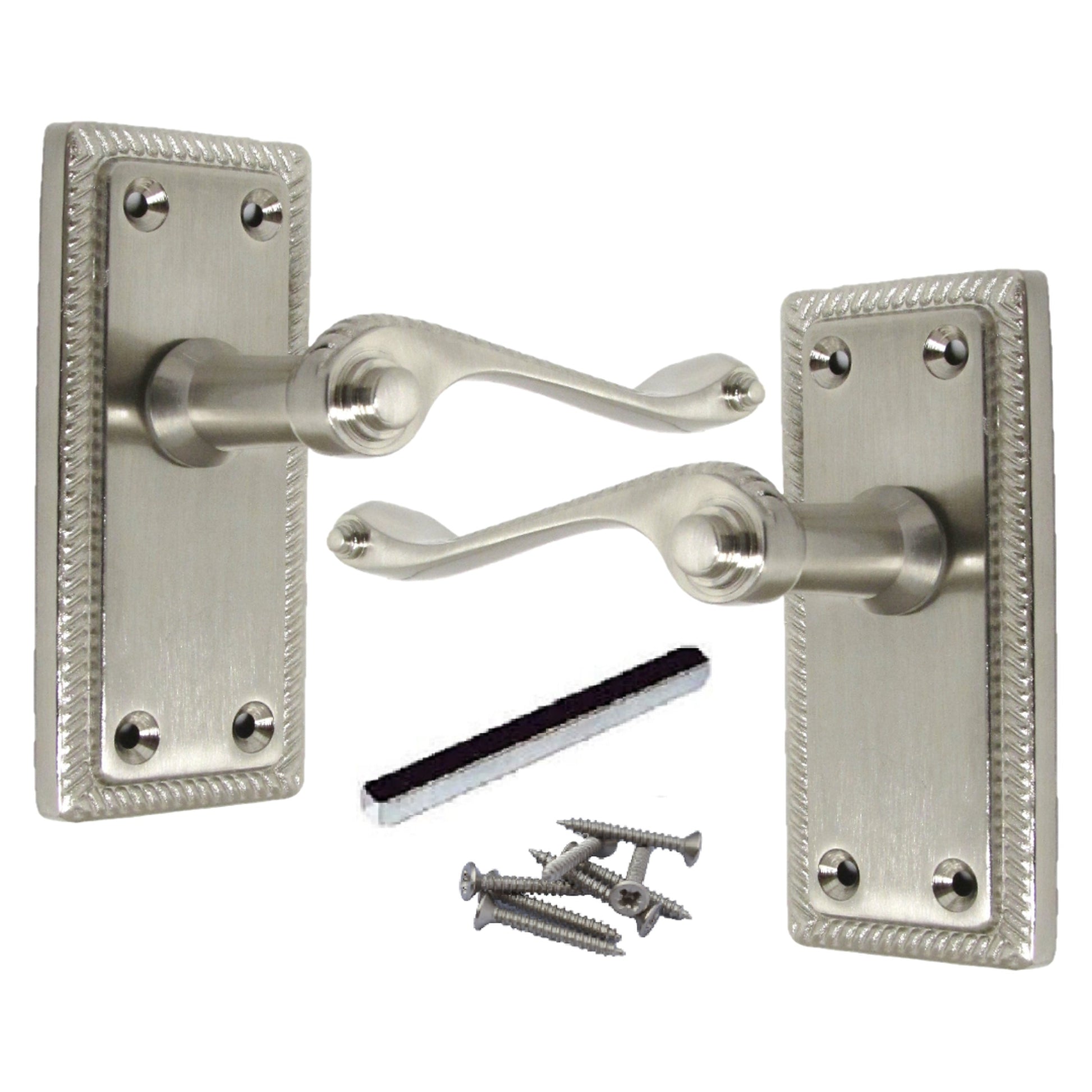 Marketplace JPG companion for Multipack Door Handles Georgian Lever Latch Roped Edge Satin 1/4/6 Pairs - 8mm