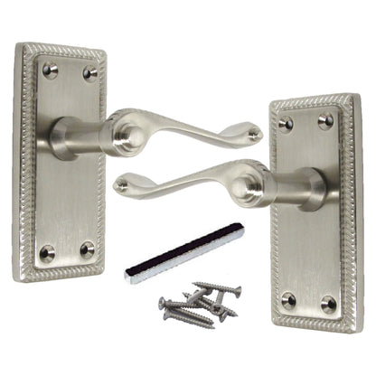 Marketplace JPG companion for Multipack Door Handles Georgian Lever Latch Roped Edge Satin 1/4/6 Pairs - 8mm