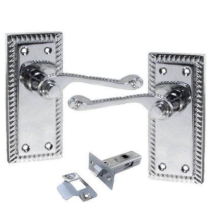 Georgian Handle Latch Door Handles Chrome Latch Pack
