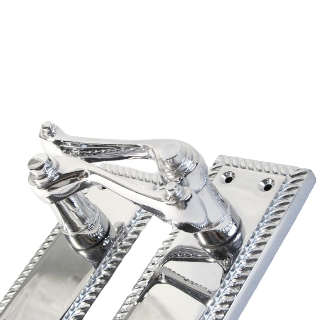 Door Handles Chrome Stylish Georgian Lever Latch Roped Edge Handles