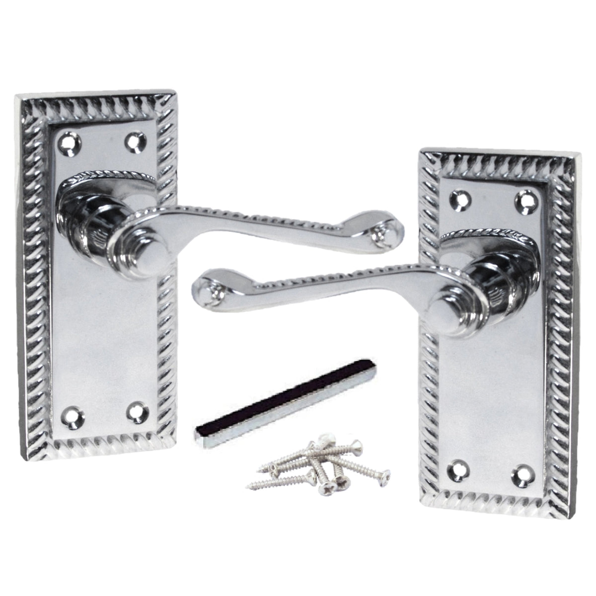 Marketplace JPG companion for Georgian Handle Latch Door Handles Chrome, Pair of 3" Hinges & Latches Pack Sets