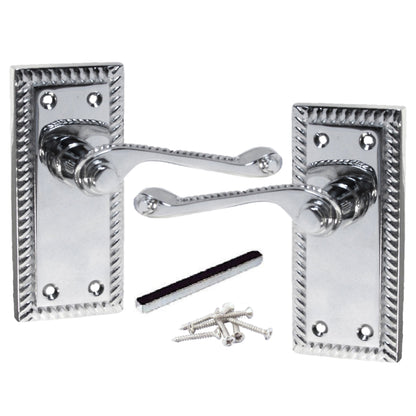 Marketplace JPG companion for Georgian Handle Latch Door Handles Chrome, Pair of 3" Hinges & Latches Pack Sets