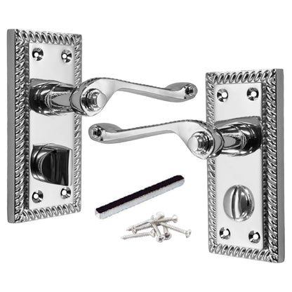 Marketplace JPG companion for Georgian Door Handles Privacy WC Bathroom Chrome 108mm X 48mm Scroll Lever - 10mm