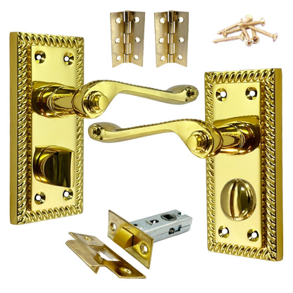 Marketplace JPG companion for Georgian Door Handles Privacy WC Bathroom Pack Brass 108mm X 48mm Scroll Lever