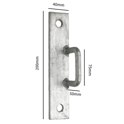 Marketplace JPG companion for Gate Staple on Elongated Plate Heavy Duty Lock Wooden Galvanised - 200mm X 40mm