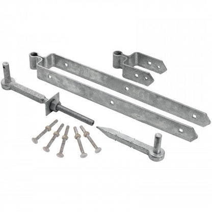 Double Strap Farm & Field Gate Hinge Set 12" / 18" / 24" for 3in Gates Black or Galvanised