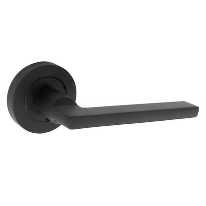 Poignée de porte UNO moderne noire mate à levier sur rosace, poignées intérieures + loquet de 64 mm
