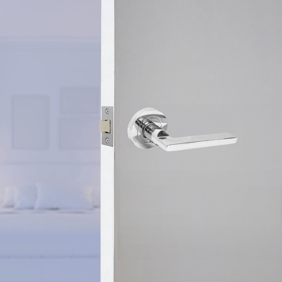 Marketplace JPG companion for UNO Door Handle Modern Chrome Lever on Rose Internal Door Handles + 64mm Latch