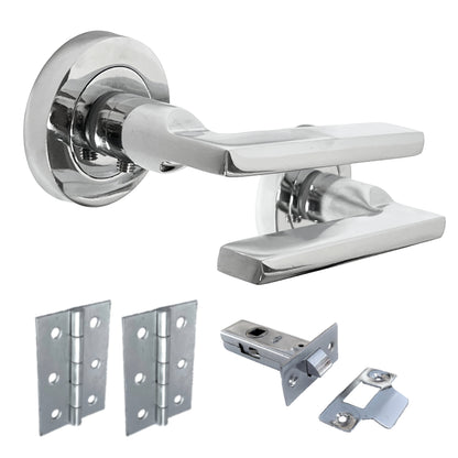 Marketplace JPG companion for UNO Door Handle Modern Chrome Lever on Rose Internal Handles + 64mm Latch & Hinges