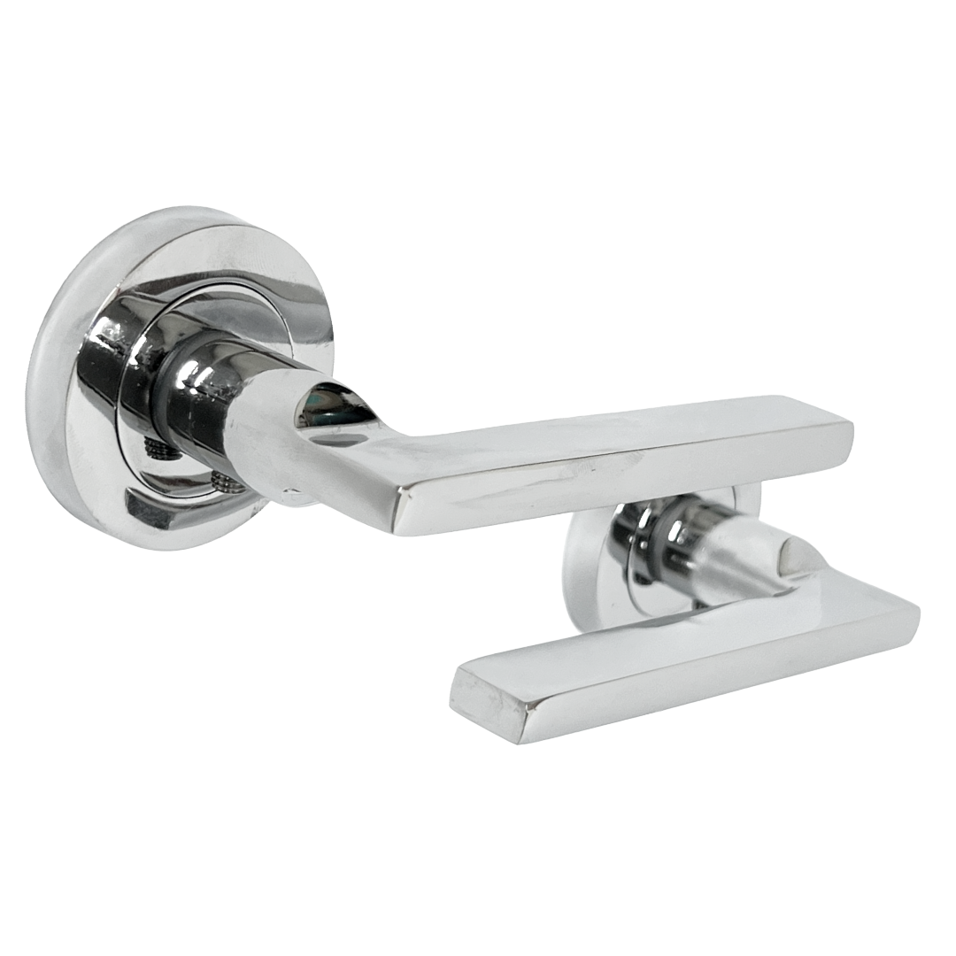 UNO Door Handle Modern Chrome Lever on Rose Internal Latch Doors Handles