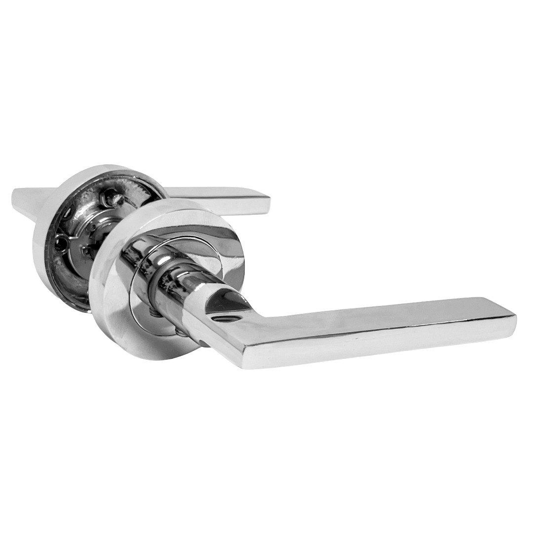 UNO Door Handle Modern Chrome Lever on Rose Internal Handles + 64mm Latch & Hinges