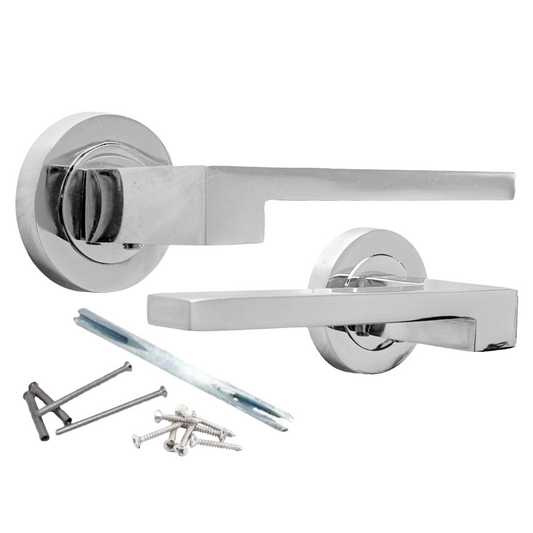 UNO-3 Door Handle Modern Polished Chrome Lever on Rose Internal Latch Doors Handles