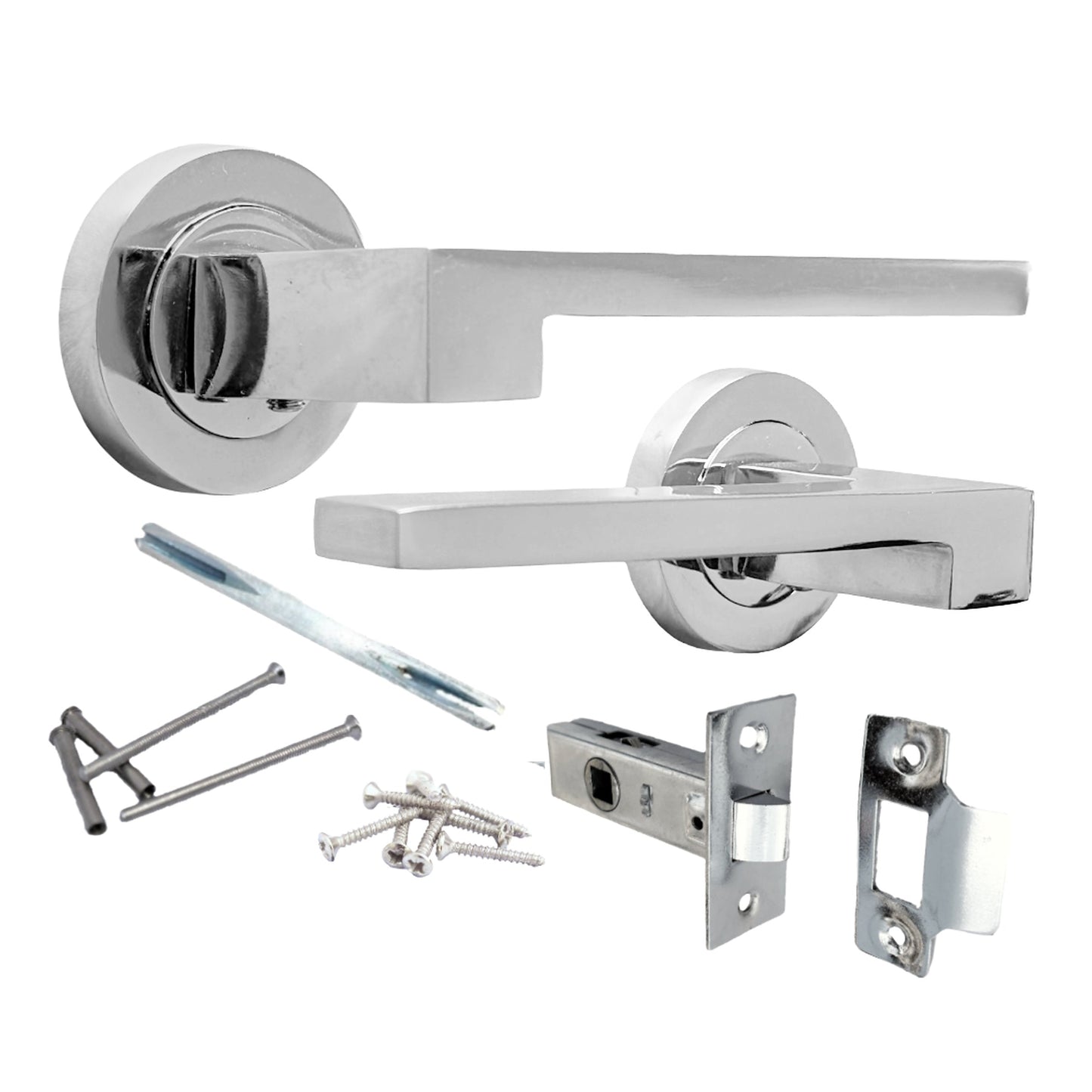 Marketplace JPG companion for UNO-3 Door Handle Modern Polished Chrome Lever on Rose Internal Door Handles + 64mm Latch