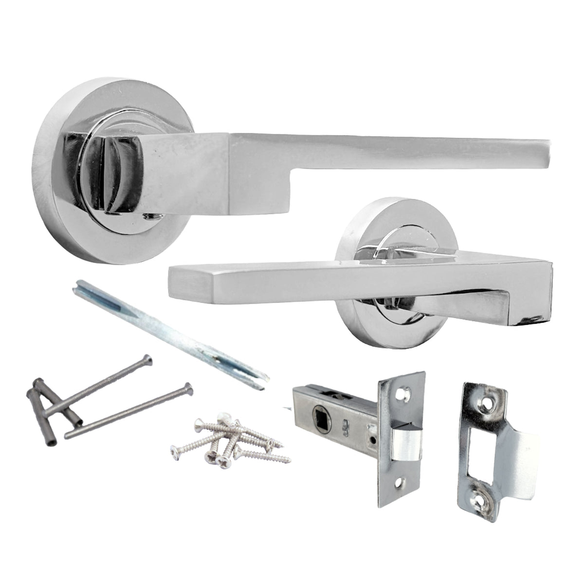 Marketplace JPG companion for UNO-3 Door Handle Modern Polished Chrome Lever on Rose Internal Door Handles + 64mm Latch
