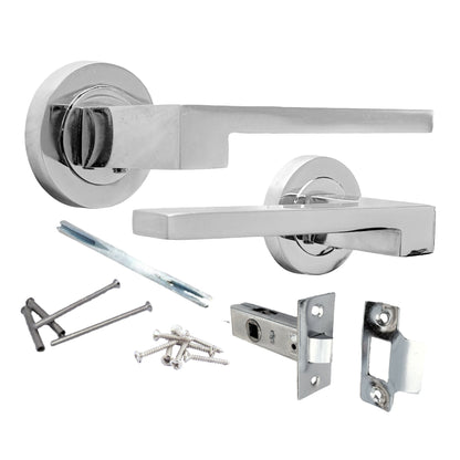 Marketplace JPG companion for UNO-3 Door Handle Modern Polished Chrome Lever on Rose Internal Door Handles + 64mm Latch