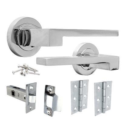 Marketplace JPG companion for UNO-3 Door Handle Modern Polished Chrome Lever on Rose Internal Handles + 64mm Latch & Hinges