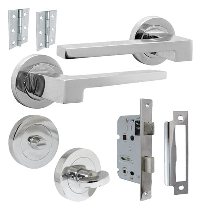 Marketplace JPG companion for UNO-3 Door Handle Bathroom Set Modern Polished Chrome Lever on Rose Internal Thumb Turn Pack