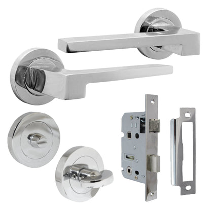 Marketplace JPG companion for UNO-3 Door Handle Bathroom Set Modern Polished Chrome Lever on Rose Internal Thumb Turn