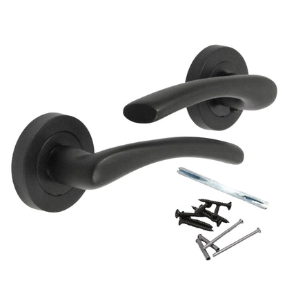 Marketplace JPG companion for Zena Door Handle Modern Design Matt Black Lever on Rose Internal Latch Handles