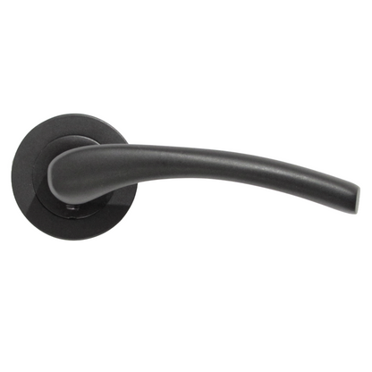 Zena Door Handle Bathroom Set Modern Design Matt Black Lever on Rose Internal Thumbturn