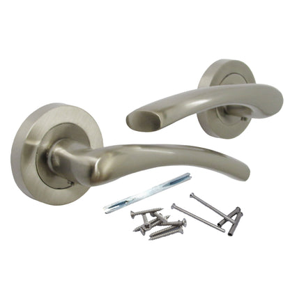 Marketplace JPG companion for Zena Door Handle Modern Design Satin Nickel Lever on Rose Internal Latch Handles