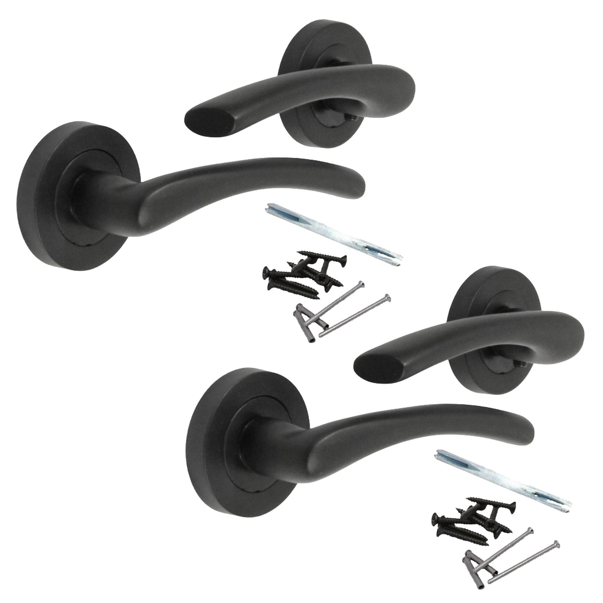 Marketplace JPG companion for Zena Door Handle Modern Design Matt Black Lever on Rose Internal Latch Handles
