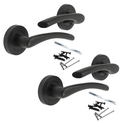 Marketplace JPG companion for Zena Door Handle Modern Design Matt Black Lever on Rose Internal Latch Handles