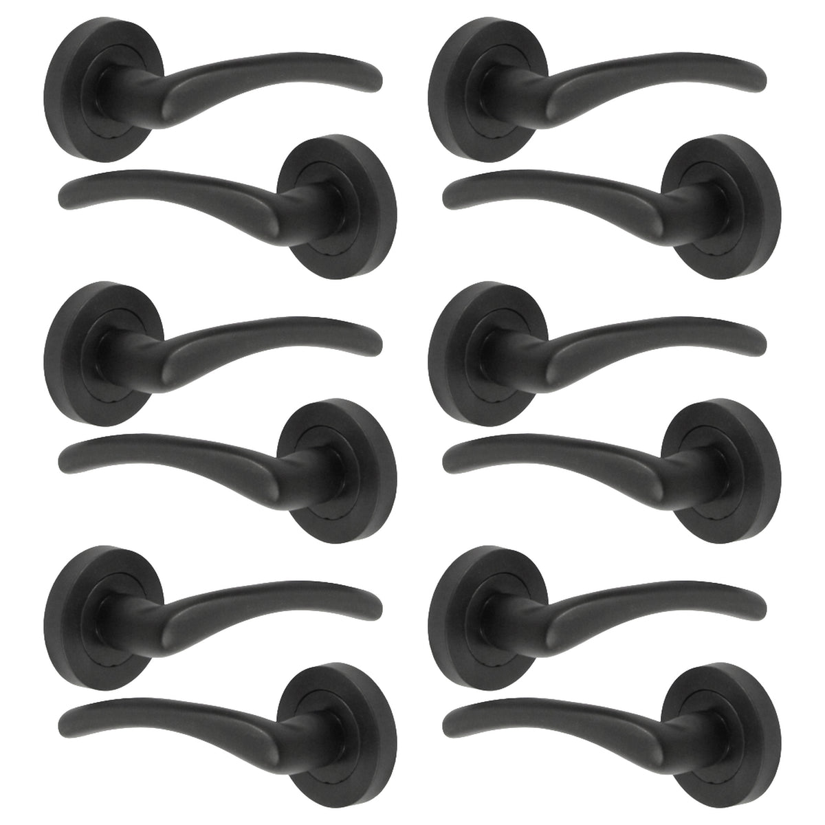 Marketplace JPG companion for Zena Door Handle Modern Design Matt Black Lever on Rose Internal Latch Handles