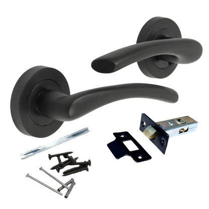 Marketplace JPG companion for Zena Door Handle Modern Design Matt Black Lever on Rose Internal + Tubular Latch