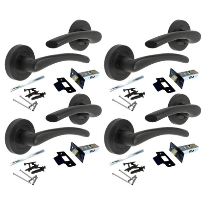 Marketplace JPG companion for Zena Door Handle Modern Design Matt Black Lever on Rose Internal + Tubular Latch