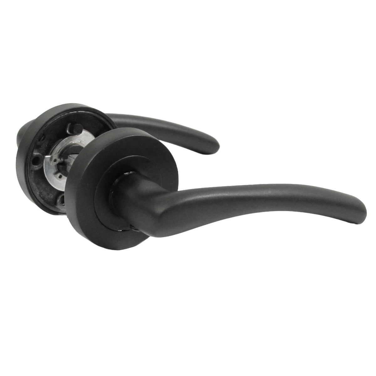 Marketplace JPG companion for Zena Door Handle Escutcheon Lock Set Modern Design Matt Black Lever on Rose Internal
