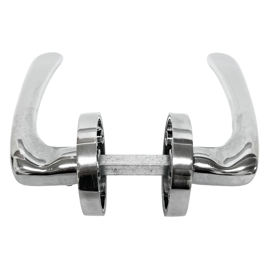 Zena Door Handle Modern Design Chrome Lever on Rose Internal + Latch