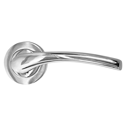 Zena Door Handle Modern Design Chrome Lever on Rose Internal + Latch