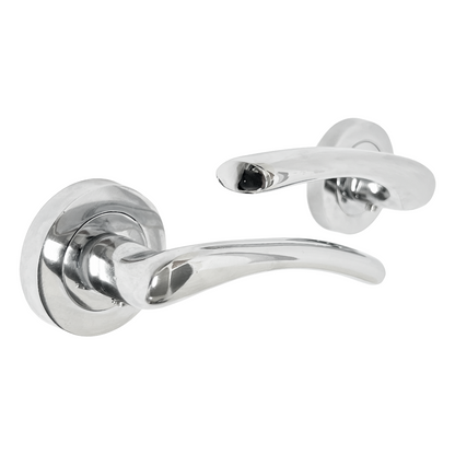 Zena Door Handle Modern Design Chrome Lever on Rose Internal + Latch