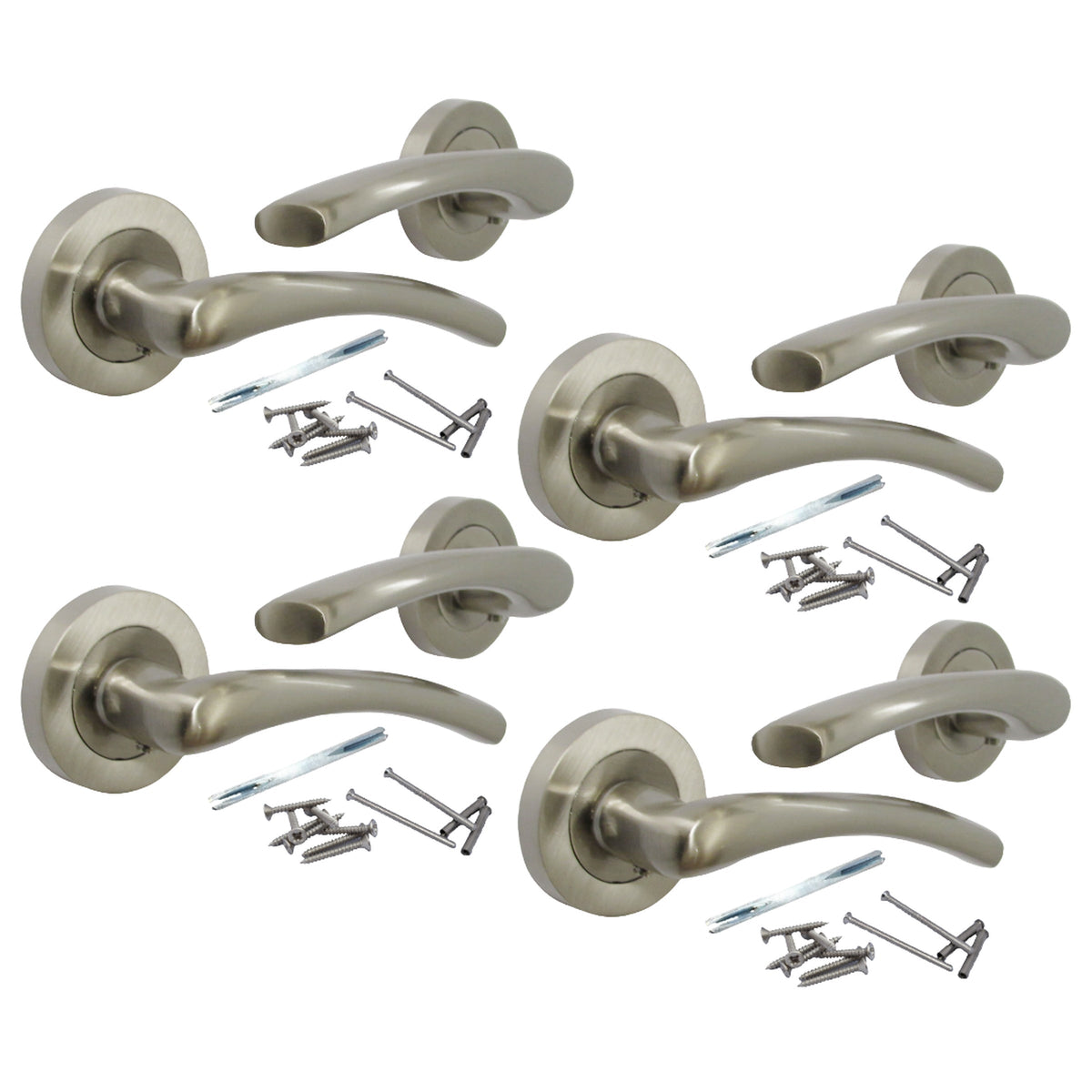 Marketplace JPG companion for Zena Door Handle Modern Design Satin Nickel Lever on Rose Internal Latch Handles