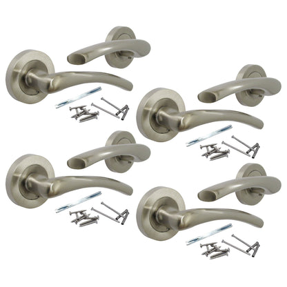 Marketplace JPG companion for Zena Door Handle Modern Design Satin Nickel Lever on Rose Internal Latch Handles