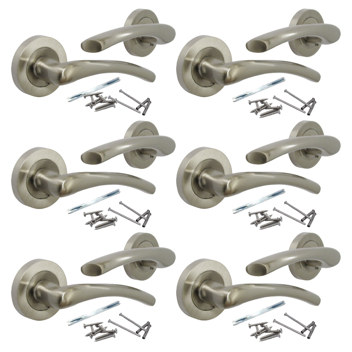 Marketplace JPG companion for Zena Door Handle Modern Design Satin Nickel Lever on Rose Internal Latch Handles