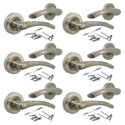 Marketplace JPG companion for Zena Door Handle Modern Design Satin Nickel Lever on Rose Internal Latch Handles