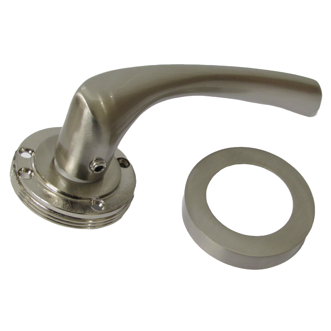 Zena Door Handle Thumbturn Bathroom Modern Satin Nickel Lever on Rose Internal
