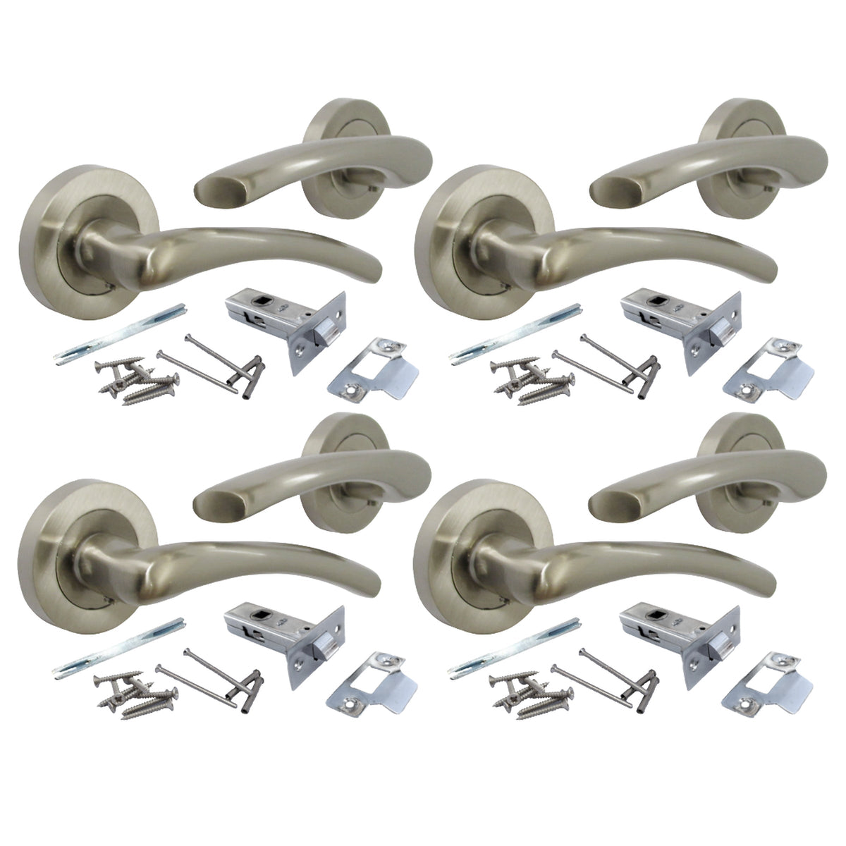 Marketplace JPG companion for Zena Door Handle Modern Design Satin Nickel Lever on Rose Internal + Latch